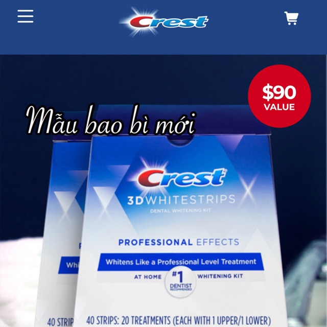 [Fullbox] 40 Miếng dán trắng răng CREST (20 gói Professional)