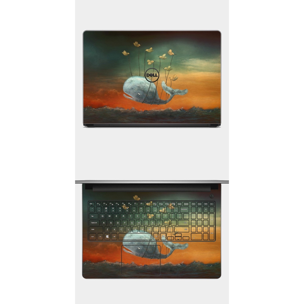 Skin cá voi cute - Dán máy tính Laptop - in theo yêu cầu được cắt sẵn chuẩn theo Model máy