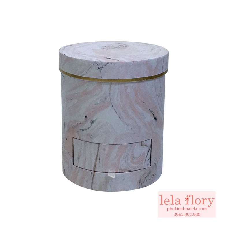 Hộp trụ ngăn kéo vân đá cắm hoa, đựng quà - THH0043