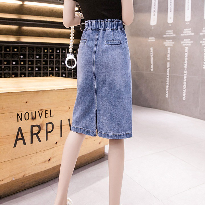 [ĐẸP ĐỘC_CÓ TRỢ SHIP] Chân váy jean ngang gối 05 C030 thiết kế độc đáo cao cấp, tua rua, đính hoa, vải jean dày | BigBuy360 - bigbuy360.vn