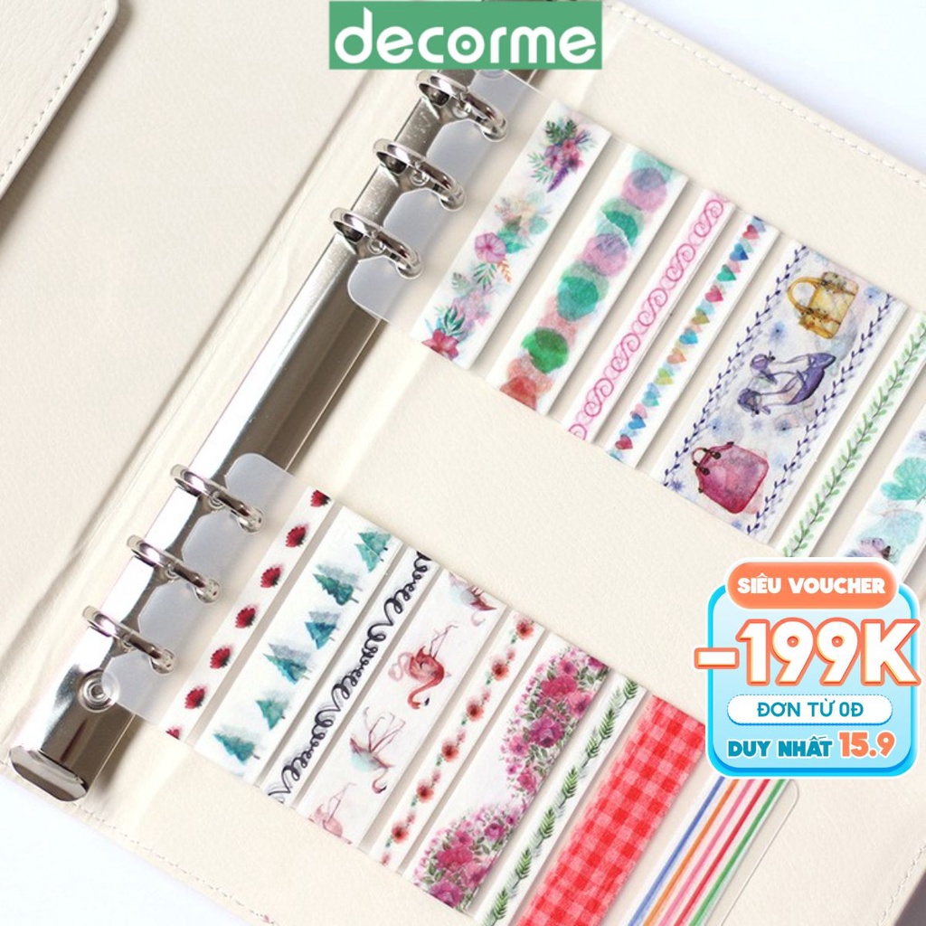 Set 2 tab chiết washi tape A5 150 * 65mm, sổ planner, bullet journal, DECORME