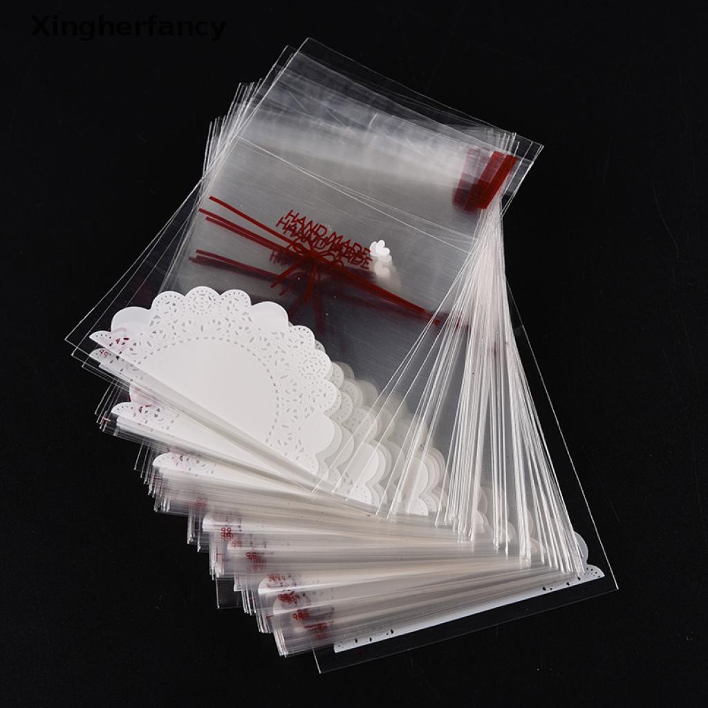 XFVN 100pcs white lace Self Adhesive Cookie Candy Package Gift Bags Cellophane Birthday Hot