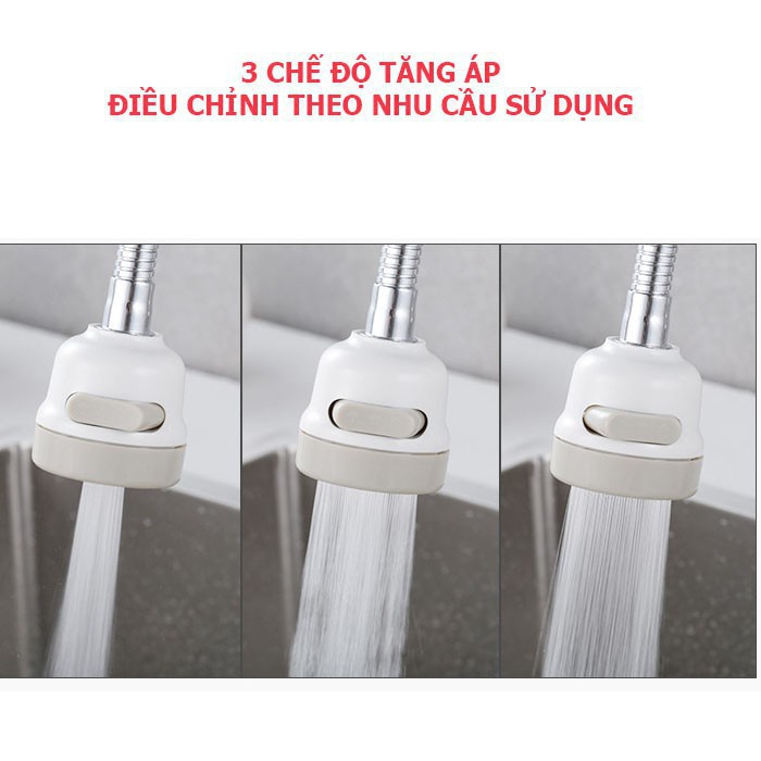 ĐẦU VÒI TĂNG ÁP ĐIỀU HƯỚNG XOAY 360 ĐỘ VỚI 3 CHẾ ĐỘ CHẢ