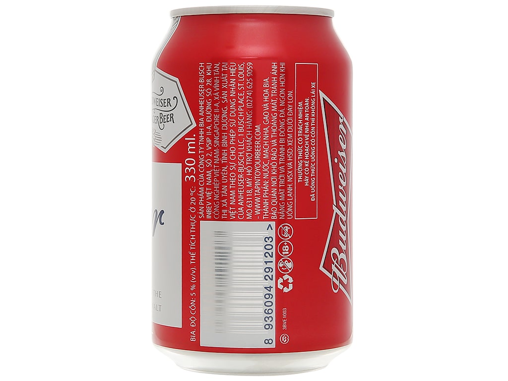 Thùng 24 Bia Budweiser lon 330ml / Lốc 6 lon Bia Budweiser lon 330ml