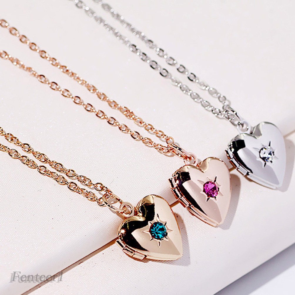 [FENTEER1] Fashion Heart Photo Frame Necklace Openable Pendant Accessories Locket Charm