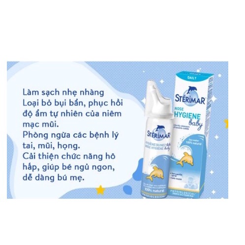 Xịt thông mũi muối biển cá heo của Pháp (chai 100ml) vệ sinh, kháng khuẩn mũi cho bé