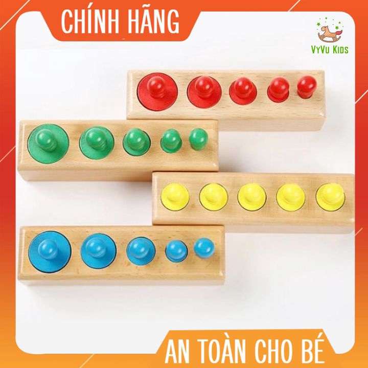 Bộ núm trụ mini bằng gỗ montessori♥️ CHÍNH HÃNG♥️ ĐỒ CHƠI GIÁO DỤC♥️ Giúp bé phát triển tư duy logic