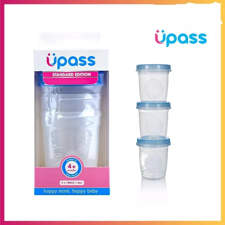 Bộ 3 hộp đựng trữ sữa và thức ăn UPASS 180ml UP0327N