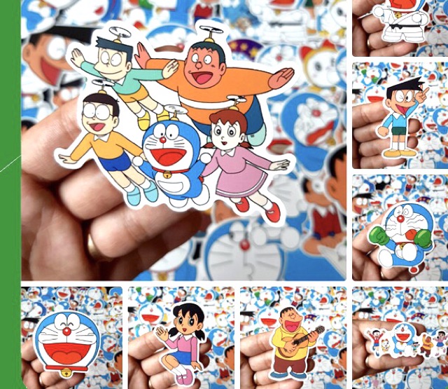 Sticker anime đoremon 30 cái ép lụa khác nhau