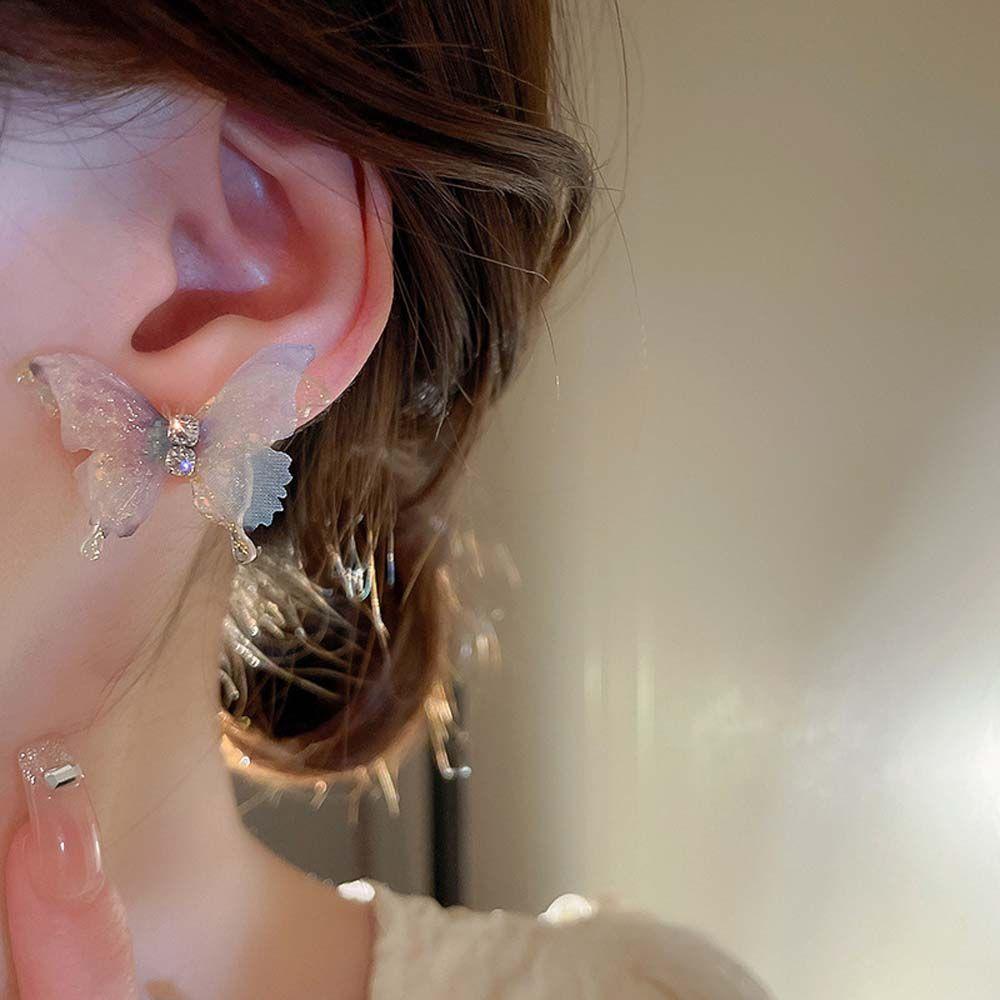 Bông Tai HìNh BướM Dễ Thương Cho Nữ|Khuyên Tai Đính Đá Lấp Lánh Thời Trang Cho Nữ