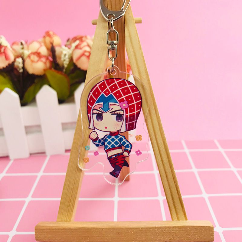 6cm carton JoJo's Bizarre Adventure Key Chain Anime Cartoon Keyring Pendant Acrylic Gifts