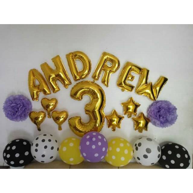 Bong bóng số 0-9 32 inch màu bạc / vàng