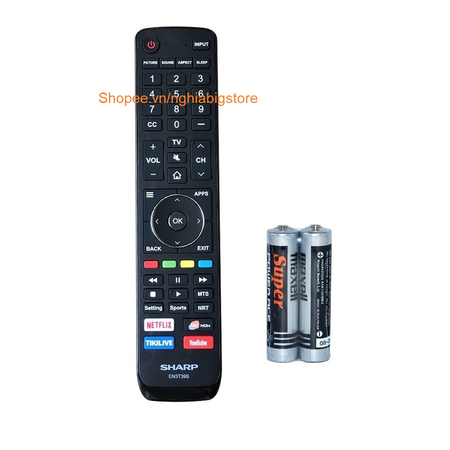 Remote Điều Khiển Tivi SHARP, Smart TV Thông Minh EN3T39S