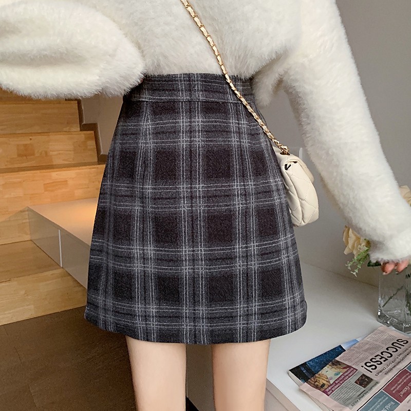 Chân Váy Chữ A Lưng Cao Họa Tiết Sọc Caro Phong Cách Chic | BigBuy360 - bigbuy360.vn