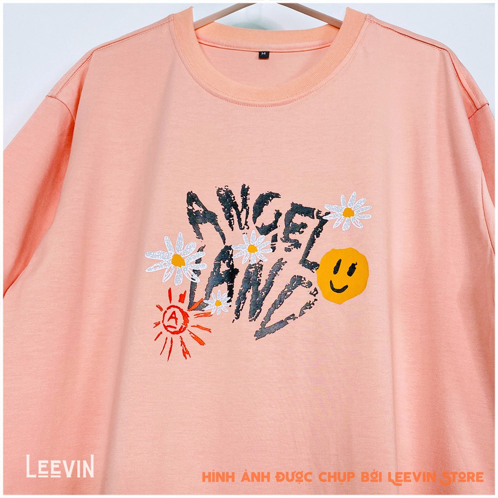 Áo thun form rộng UNISEX Angel Land Crayon Bunny Nam Nữ Kiểu áo phông tay lỡ giấu quần [TE-AL02] Leevin Store