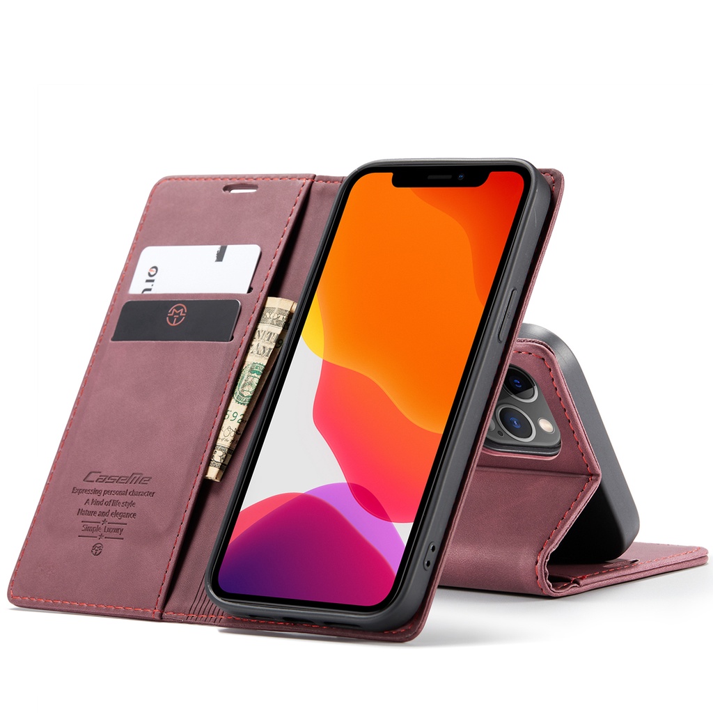 Bao da điện thoại nắp lật từ tính mặt nhám nhiều ngăn đựng thẻ thích hợp cho iPhone 13 12 11 Pro XS Max XR