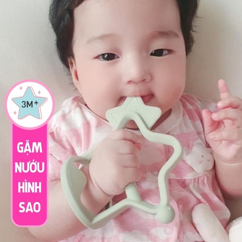 Gặm nướu silicon moyum - kichi ngôi sao, đồ chơi gặm nướu có quai cầm