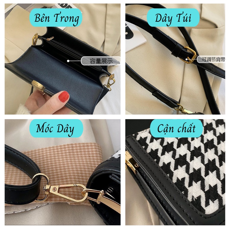 Túi xách đeo chéo đi chơi hoạ tiết caro cao cấp Sonasi TXN0014