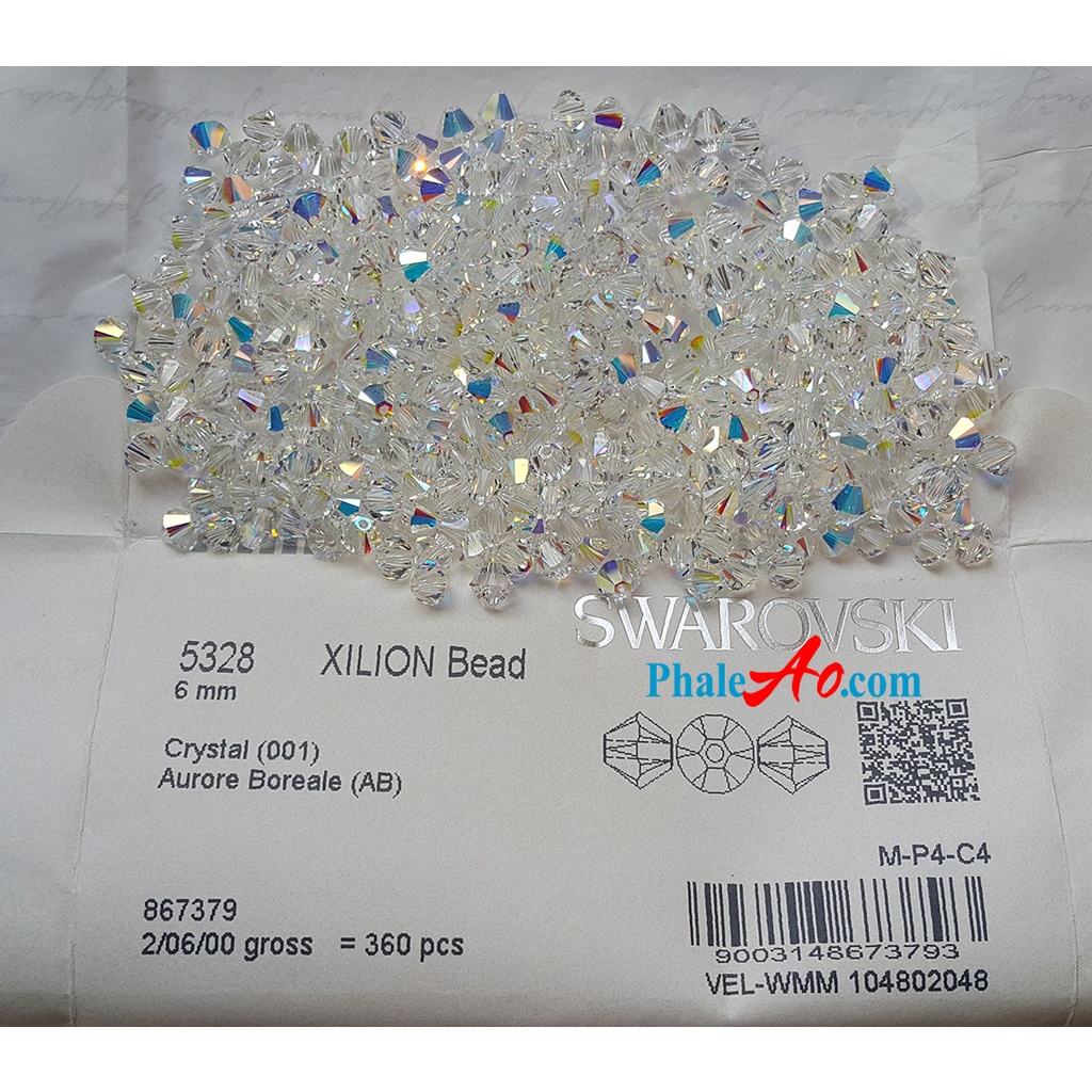 Vòng tay Swarovski hạt vuông 4,6,8,10ly xen hạt tròn, nón 4,6ly tùy chọn - trang sức NVJ, PhaleAo