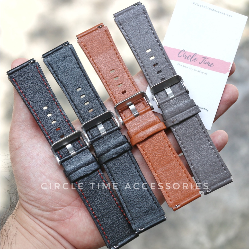 Dây đồng hồ da cho Huawei GT/GT2/GT3/Pro 46mm và các loại đồng hồ thông minh size 22 có chốt thông minh