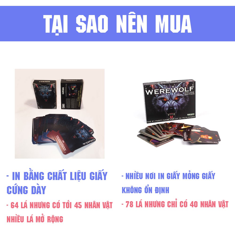 [FREESHIP từ 50k] BÀI MA SÓI ULTIMATE DELUXE 2020 -CƠ BẢN + MỞ RỘNG 64 LÁ BÀI - BẢN TIẾNG VIỆT