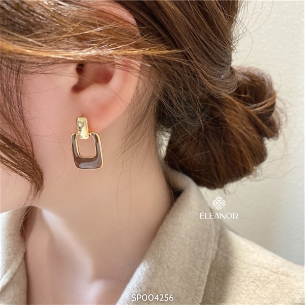 Bông tai nữ chuôi bạc 925 Eleanor Accessories phụ kiện trang sức phong cách Hàn Quốc hình chữ nhật nhiều màu sắc