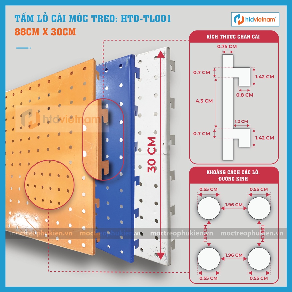 TẤM THÉP ĐỤC LỖ TREO PHỤ KIỆN CÀI MÓC TREO SƠN TĨNH ĐIỆN