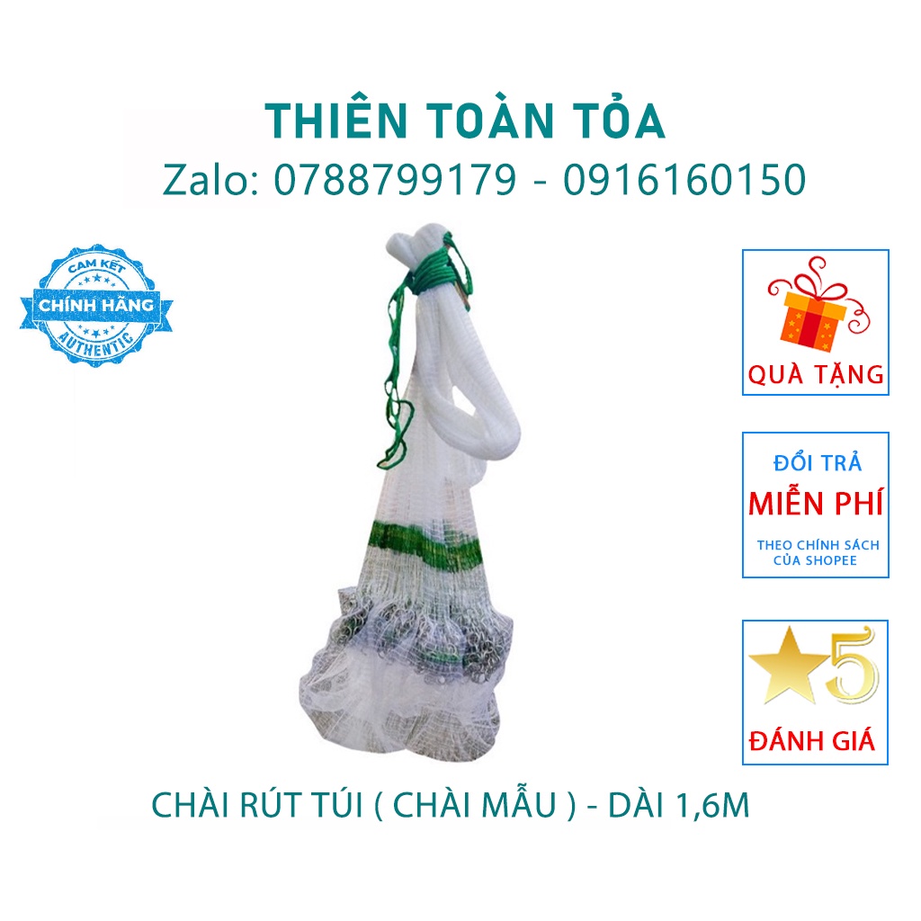Chài Tôm Cá - Chài Rút Túi ( Chài Mẫu ) Loại Tốt - Dài 1,6m