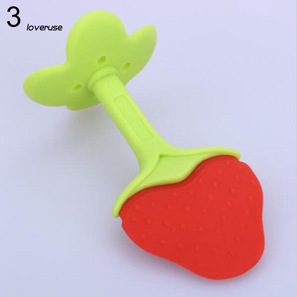 Đồ chơi ngậm mọc răng hình quả dâu tây silicone an toàn cho bé