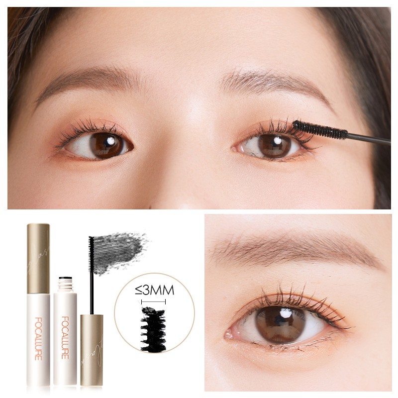 Set Mascara + bút kẻ mắt + gel lông mày FOCALLURE màu đen trang điểm chống nước 70g/3pcs