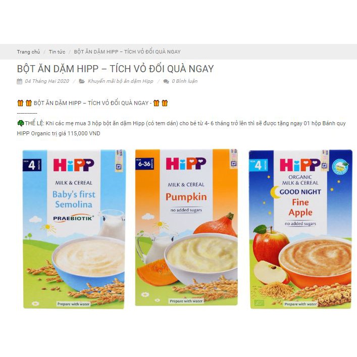 Bột Sữa Dinh Dưỡng HIPP Bổ Sung Praebiotik Ngũ Cốc Tổng Hợp, Mận Tây 250G