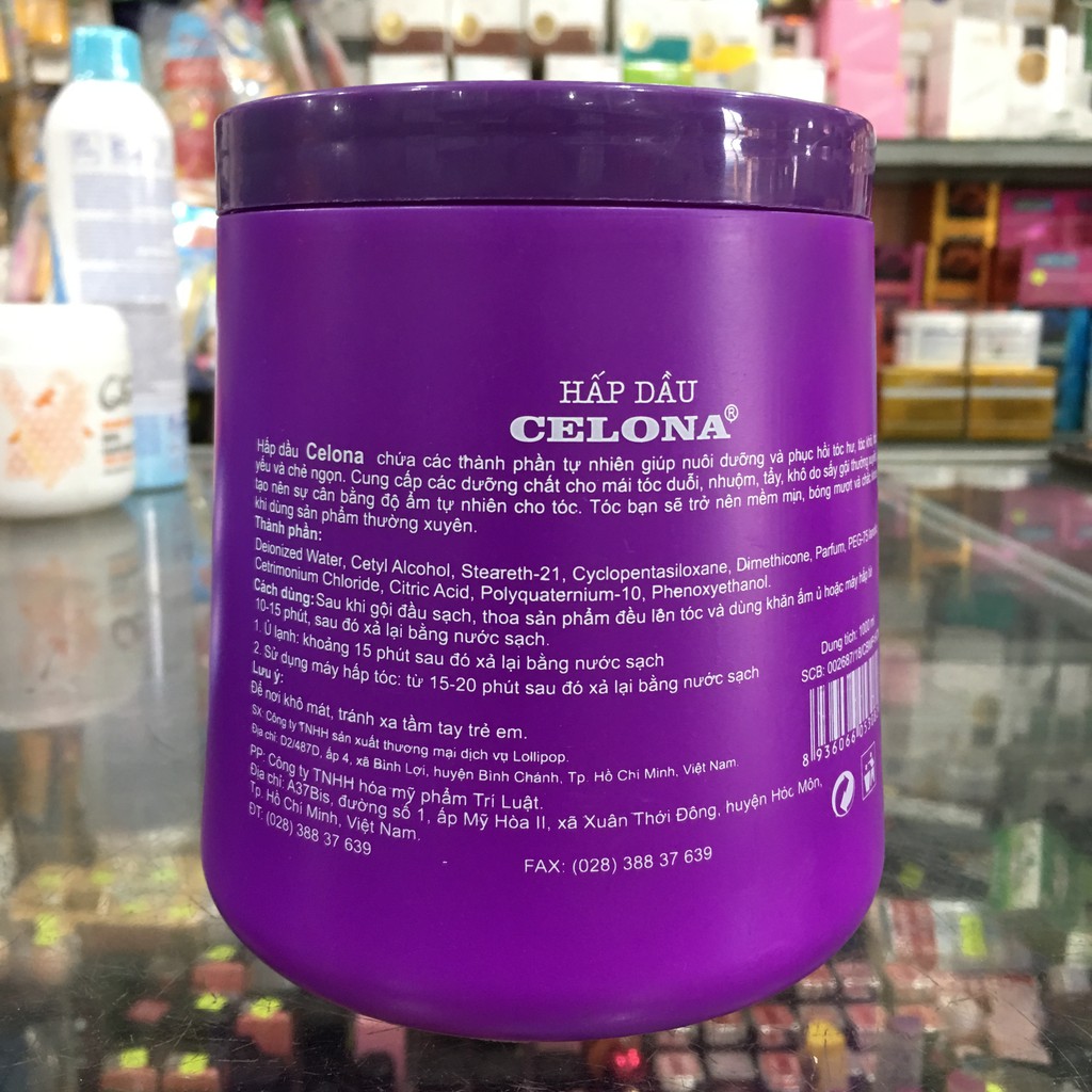 Hấp dầu Celona Collagen & Keratin vẻ đẹp tự nhiên 1000ml - tím