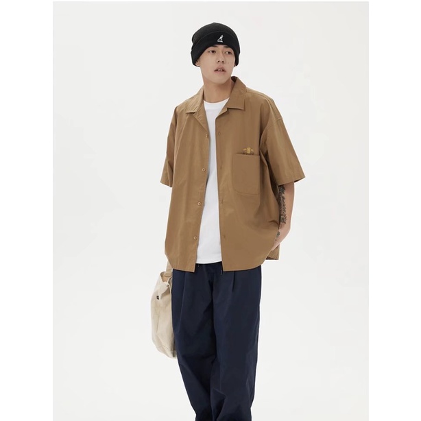 Áo Sơ Mi Nam Tay Ngắn In Họa Tiết Thời Trang Hàn Quốc bigsize áo phong rộng unisex simple tiếng Nhật áo thun tay lỡ form rộng