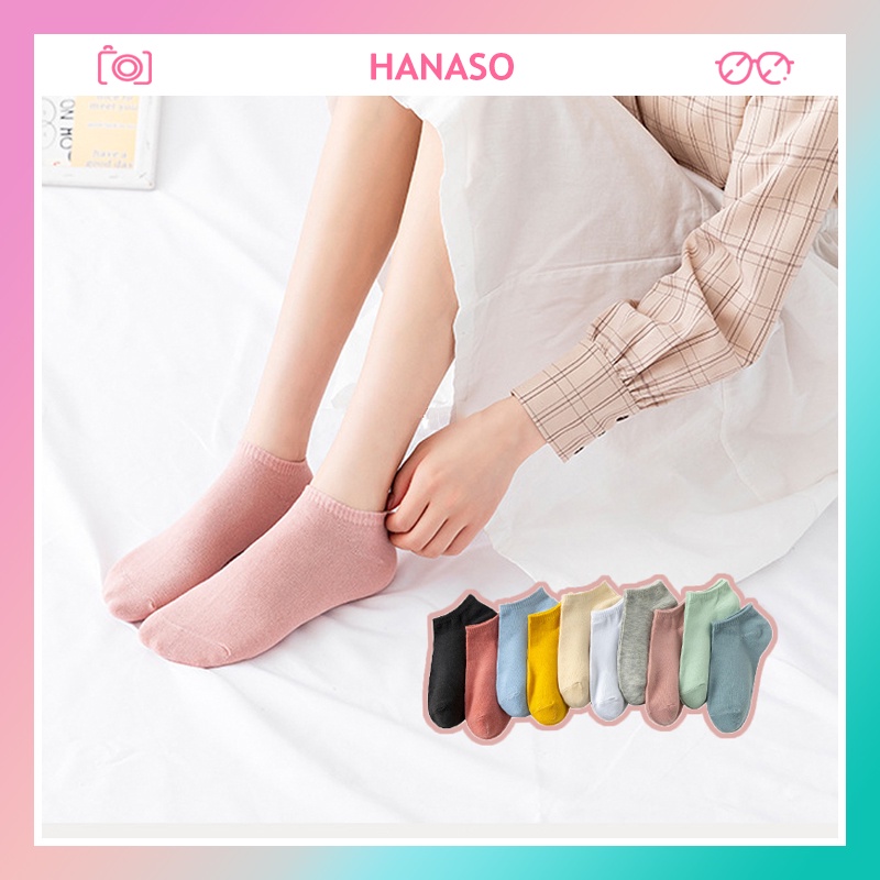 Tất ngắn nam nữ vớ cổ thấp nhiều màu pastel năng động cá tính chất dệt kim mềm được chọn màu theo ý thích HANASO TN029