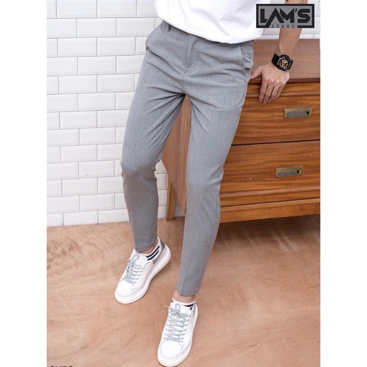 Quân âu xám tiêu LAM'S STORE,quần tây nam chất vải cotton  ống côn co giãn body
