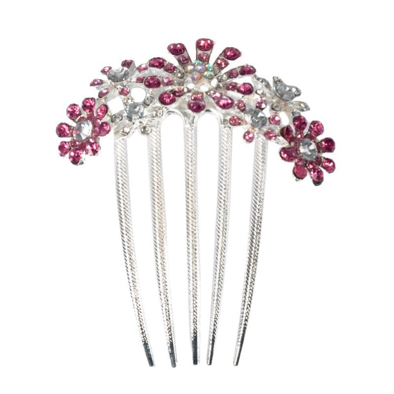 Kẹp tóc kim loại hình hoa đính đá thời trang dành cho nữ