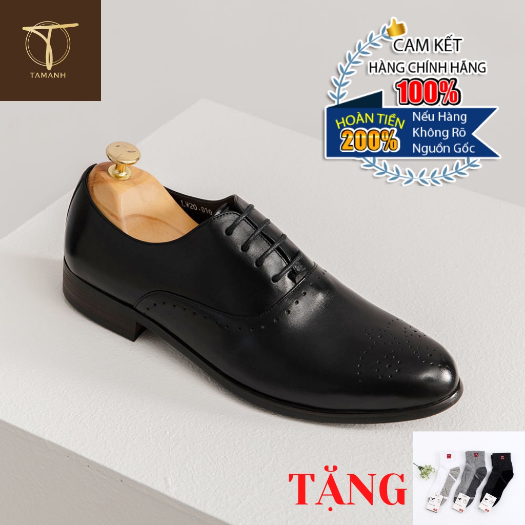 Giày Da Nam TÂM ANH Đục Lỗ GNTA010-D Da Bò Cao Cấp Tặng Tất UNIQLO