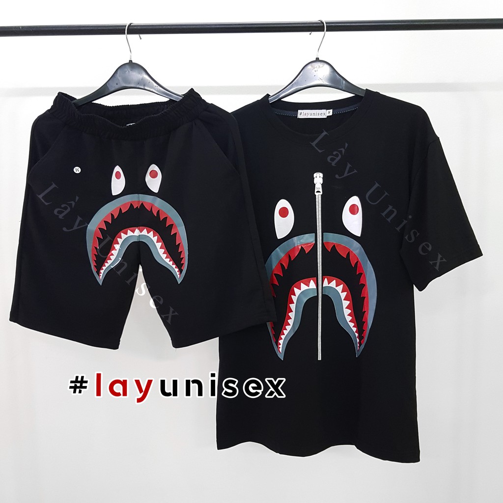 Bộ áo quần bape cá mập unisex