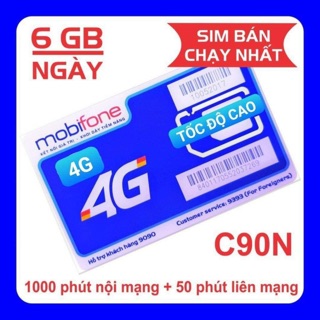 Sim 4G mobifone c90n miễn phí 6gb/ ngày, gọi miễn phí