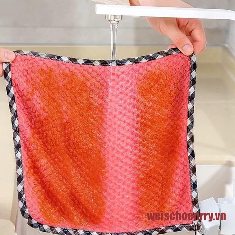 Khăn Lau Dầu Mỡ Bằng Lông Cừu San Hô Hai Mặt Không Dính Có Thể Treo