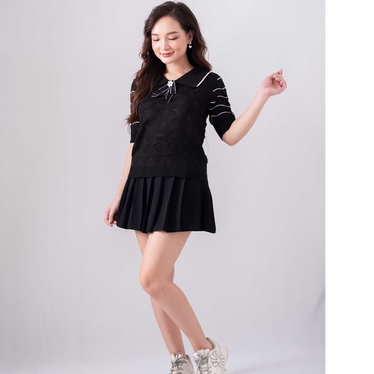 Áo Len Nữ Tay Ngắn Thắt Nơ Cách Điệu Phong Cách Hàn Quốc kiểu áo len nữ mẫu mới - sota Shop