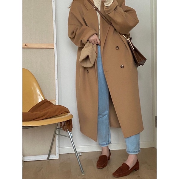 Áo khoác dáng dài Trenchcoat Wonyi chất vải dạ dày style Hàn Quốc