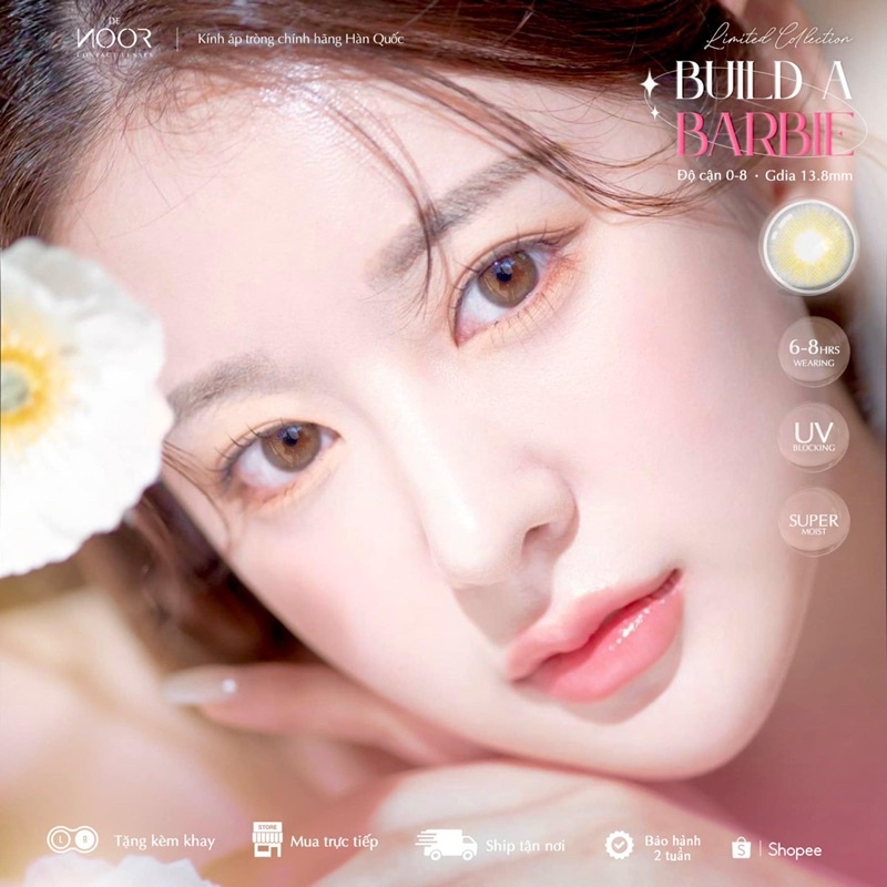 Barbie - Lens Xám Tây Hot Tiktok Tự Nhiên Như Mắt Thật - Chính Hãng Hàn Quốc - Bảo Hành 2 Tuần - DeNOOR