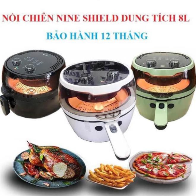 [FREESHIP] NỒI CHIÊN KHÔNG DẦU NINE SHIELD DUNG TÍCH 8L [BẢO HÀNH 12 THÁNG]