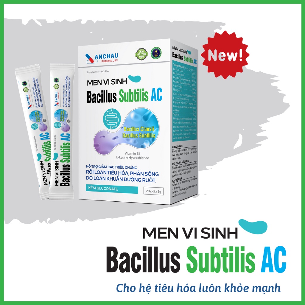 Men vi sinh hỗ trợ tiêu hóa BACILLUS SUBTILUS AC cho bé từ 3 tuổi giúp ăn ngon, tăng đề kháng - An Châu
