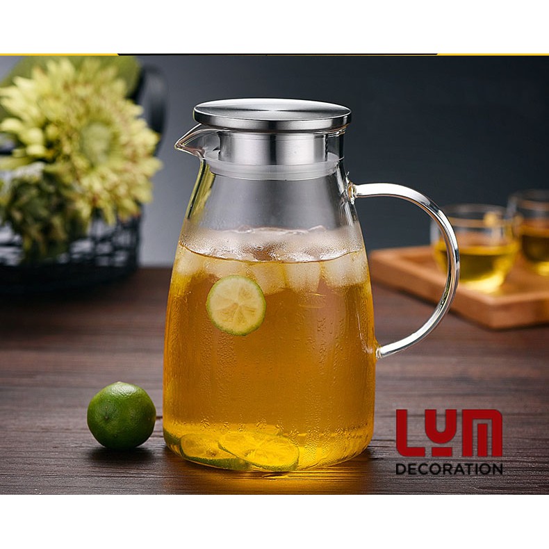 (SẴN) Bình trụ 2L - Bình nước thủy tinh chịu nhiệt cao cấp Borosilicate, hàng xuất Âu