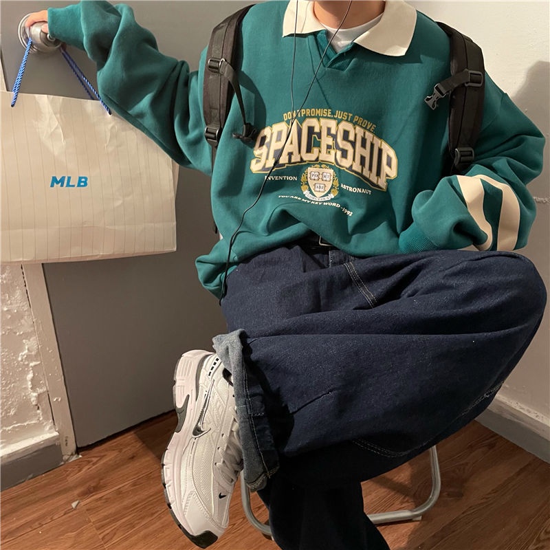 Áo Nỉ Nam Nữ Dài Tay Có Cổ Thời Trang Hàn 2022