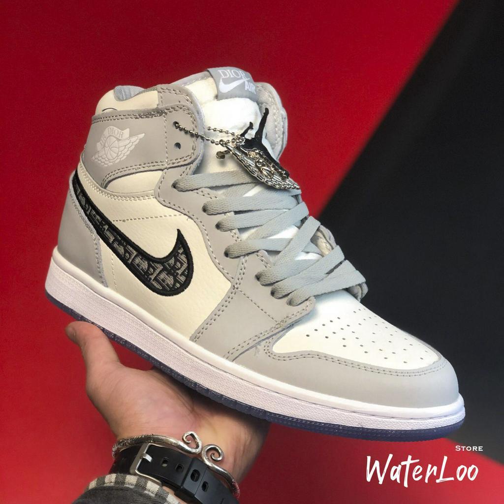 Giày Thể Thao, Giày Sneaker Air Jordan 1 Retro High Cao Cổ Xám Trắng Cao Cổ Phong Cách Phù Hợp Nhiều Dịp Waterloo Shop