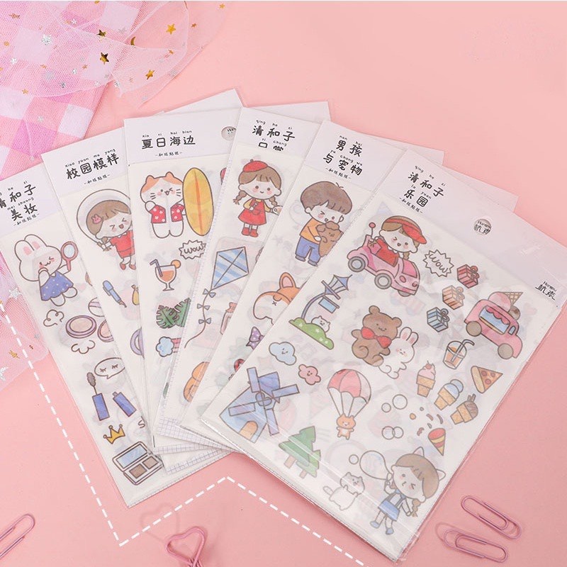 Sticker nhãn dán cute trang trí dán tập vở, bình nước,trang trí phòng học tập,phòng làm việc