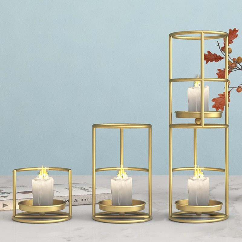 Giá Đỡ Đèn Cầy Hình Tròn Bằng Sắt Phong Cách Bắc Âu Độc Đáo Trang Trí Nhà Cửa / Tiệc Cưới